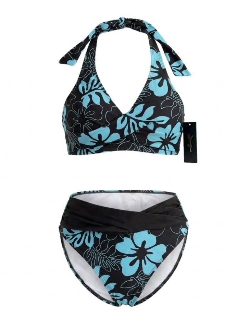 Sopliagon Women High Waist Bikini Set Halter Floral Print Two Piece NWT Size M